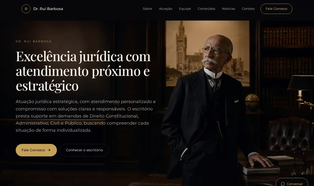 Prévia do site de demonstração Dr. Rui Barbosa, construído com a Titun